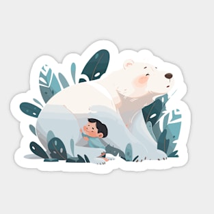 Adorable Polar Bear Animal Loving Cuddle Embrace Children Kid Tenderness Sticker